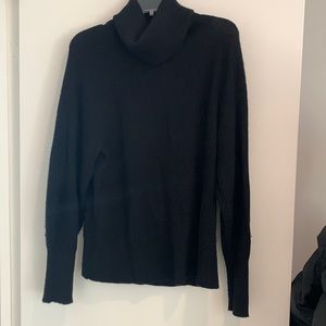 Black baby alpaca cowl turtleneck sweater
